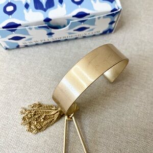 Gold Cuff Bracelet with Tassel